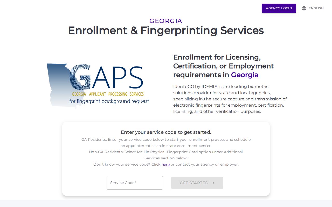 Marion County criminal history GAPS fingerprint registration