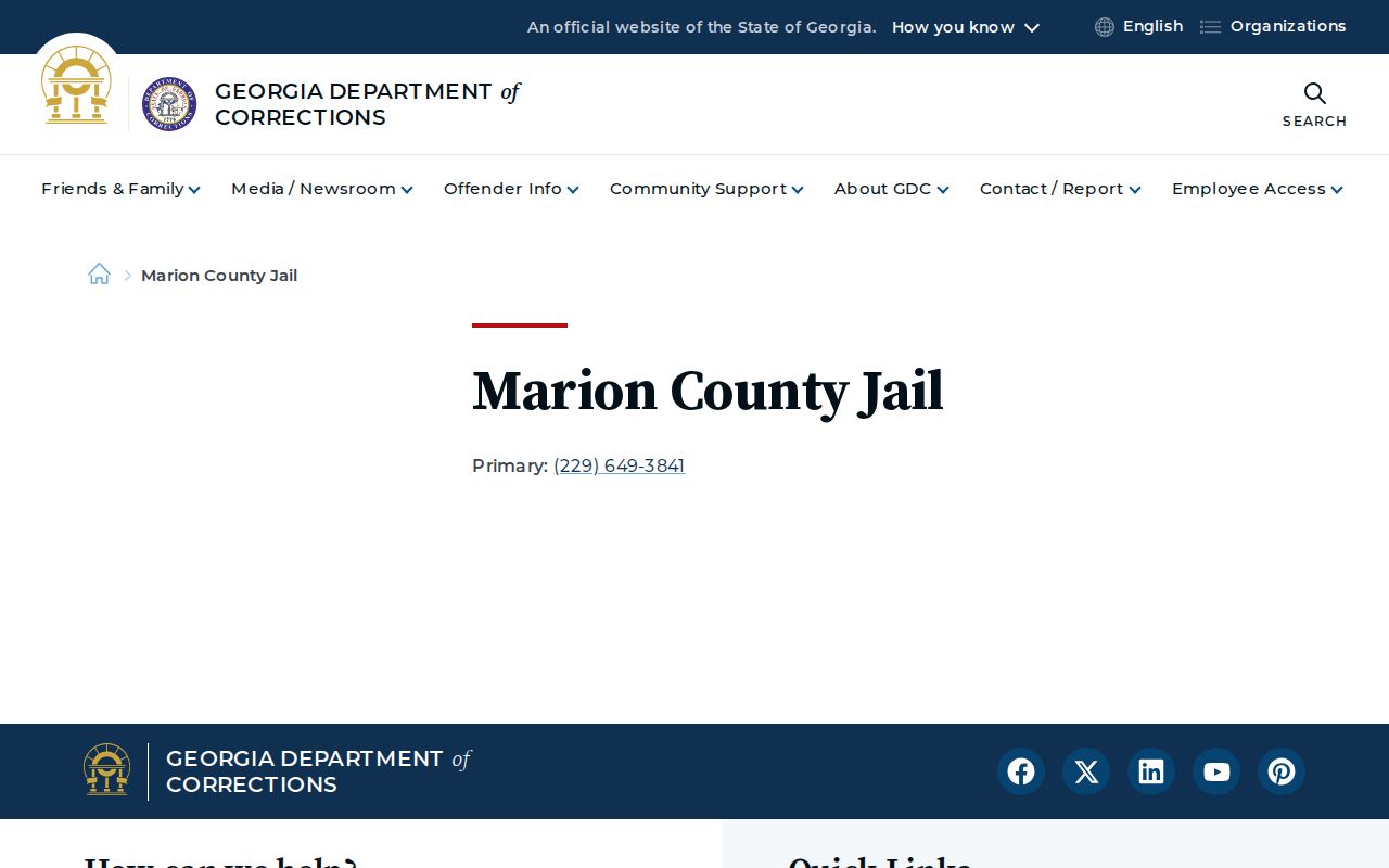 Marion County arrest history jail contact listing